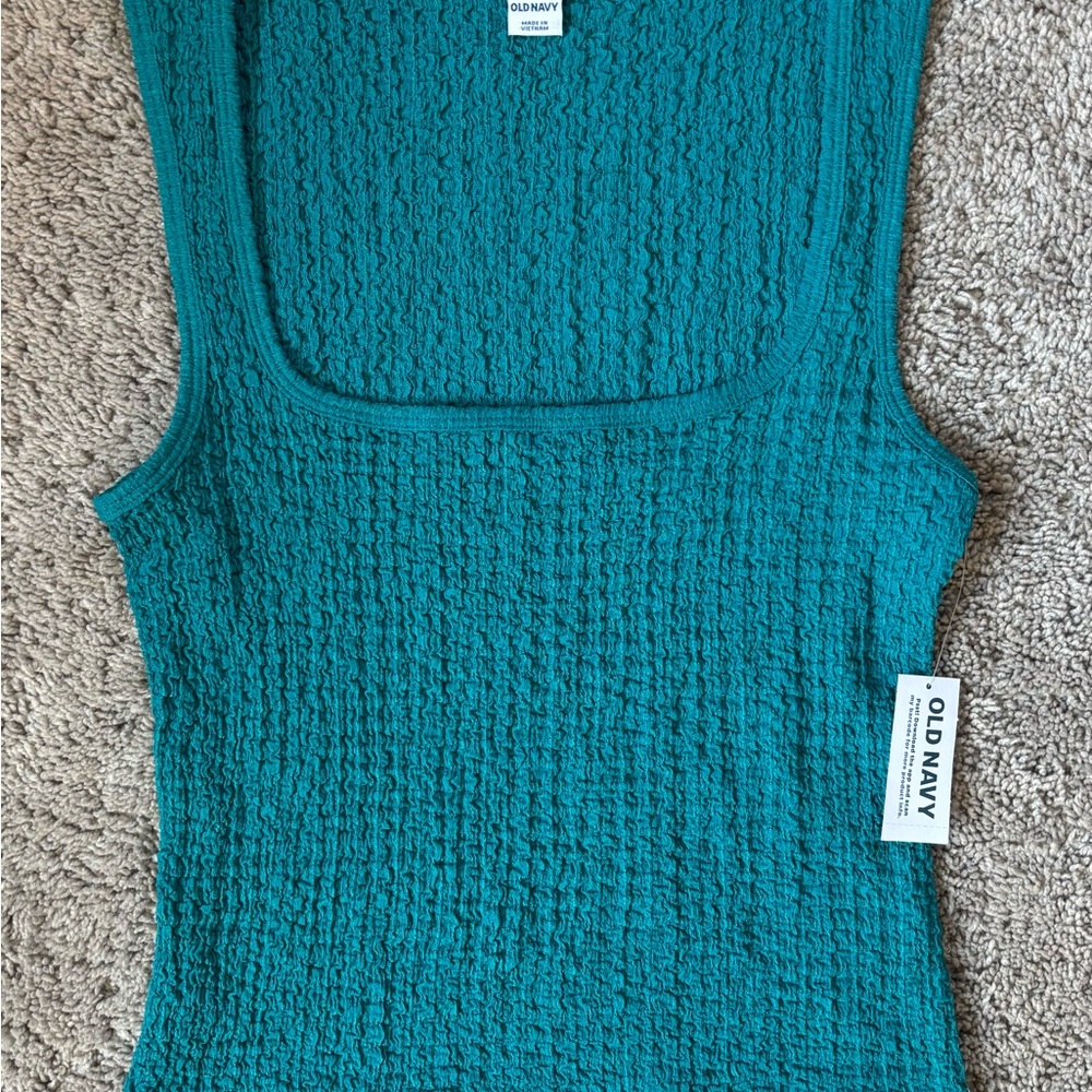 Old Navy Textured Teal Tank Top